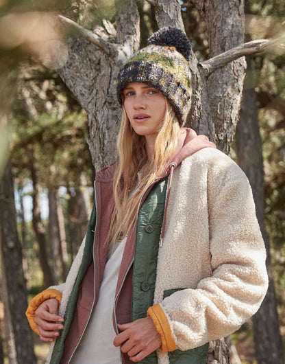 Beechfield Corkscrew Pom Pom Beanie B486 - Autumn Moss O S - Customisable Beanies