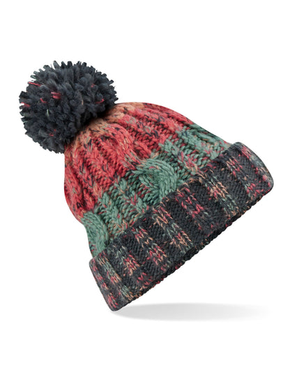 Beechfield Corkscrew Pom Pom Beanie B486 - Watermellon Breeze O S - Customisable Beanies