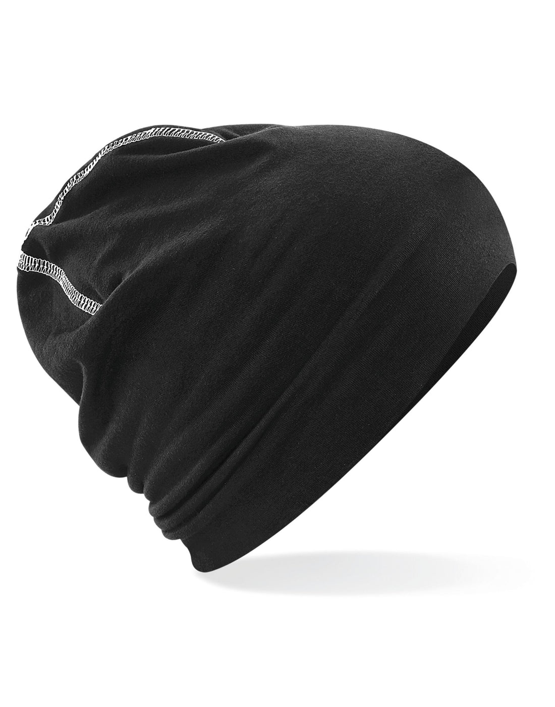 Beechfield Hemsedal Cotton Beanie B366 - Black White O S - Customisable Beanies