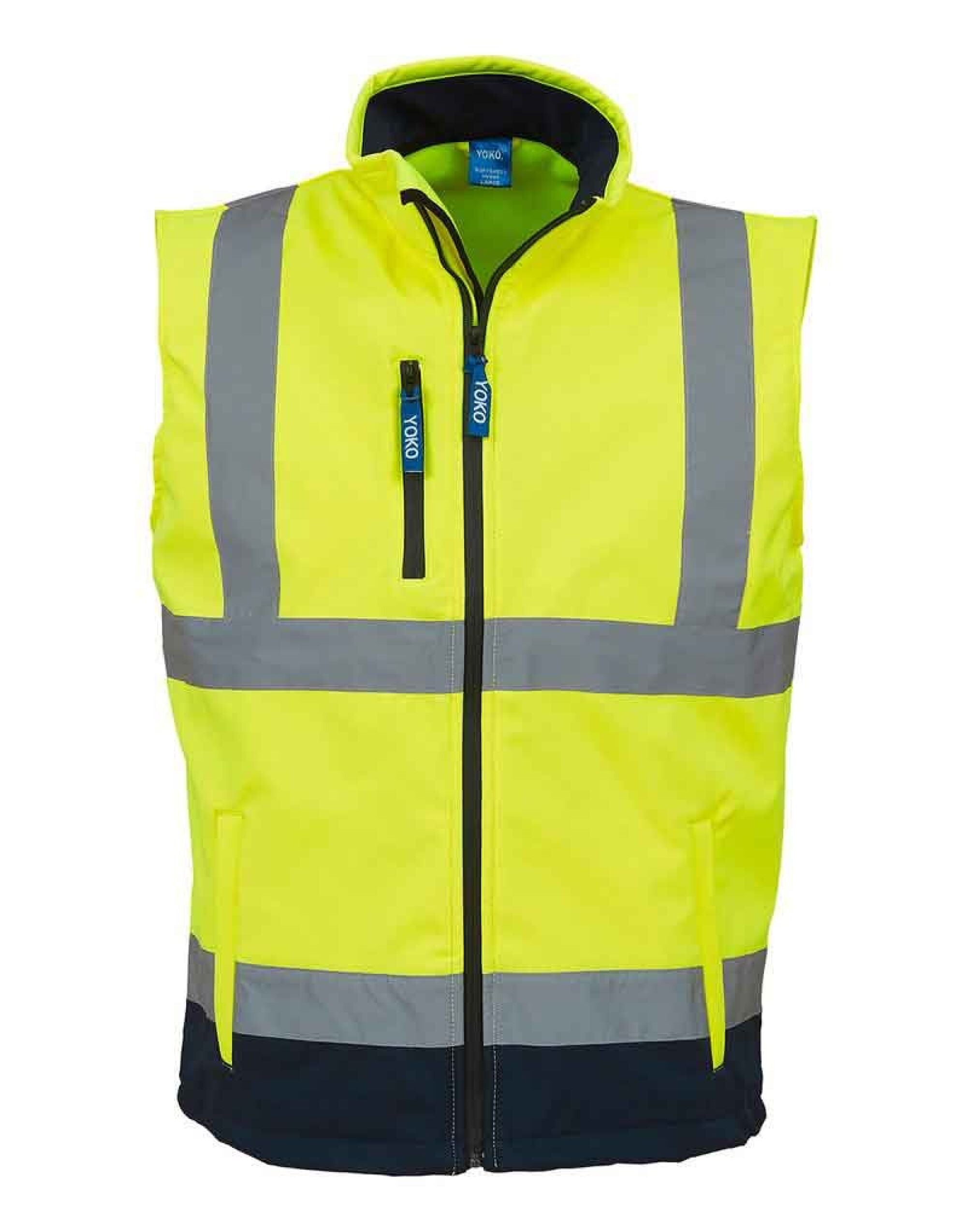 Yoko HV Softshell Bodywarmer hv006 - Hi-Vis Yellow Navy - Customisable Gilets &amp; Body Warmers