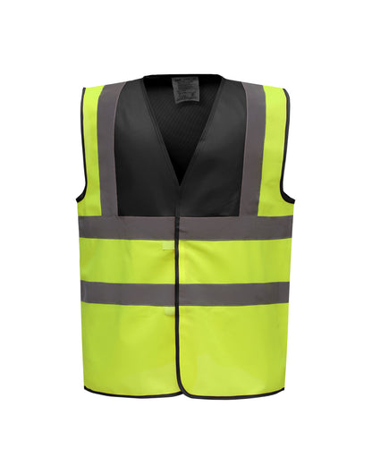 Yoko Two Tone Class 1 Waistcoat hvw100tt - Hi Vis Yellow Black - Customisable Hi-Vis Vest