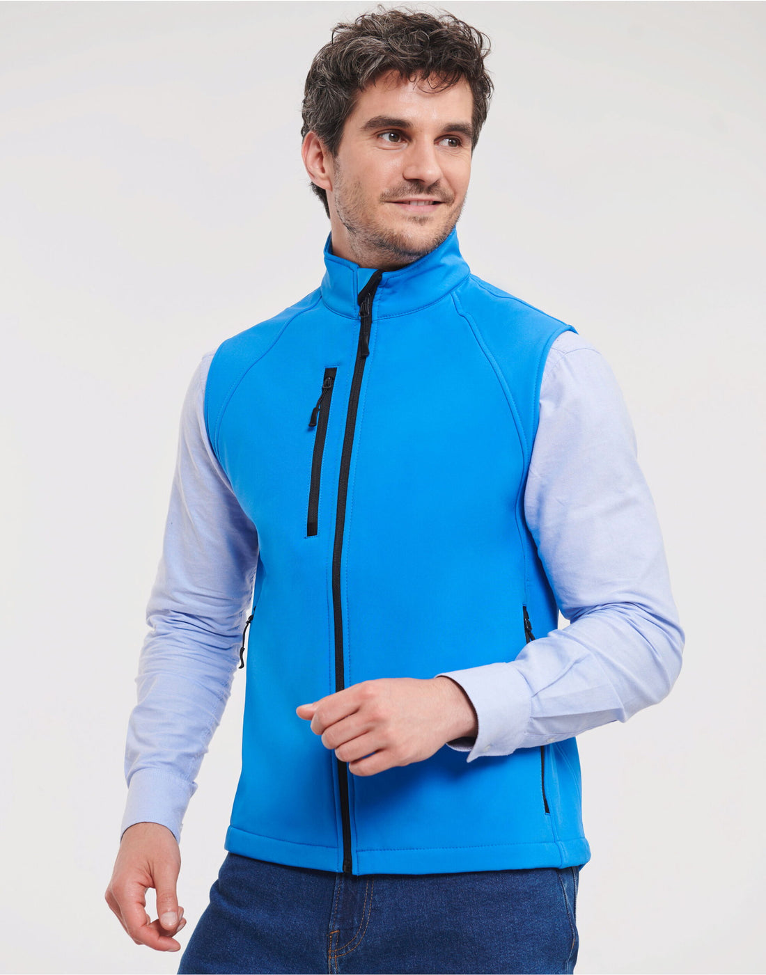 Russell Collection Russell Mens Softshell Gilet r141m - Azure Blue - Customisable Gilets &amp; Body Warmers