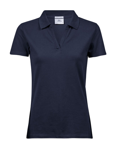 Tee Jays Womens Luxury Stretch V Polo TJ1409 - Navy - Customisable Polos