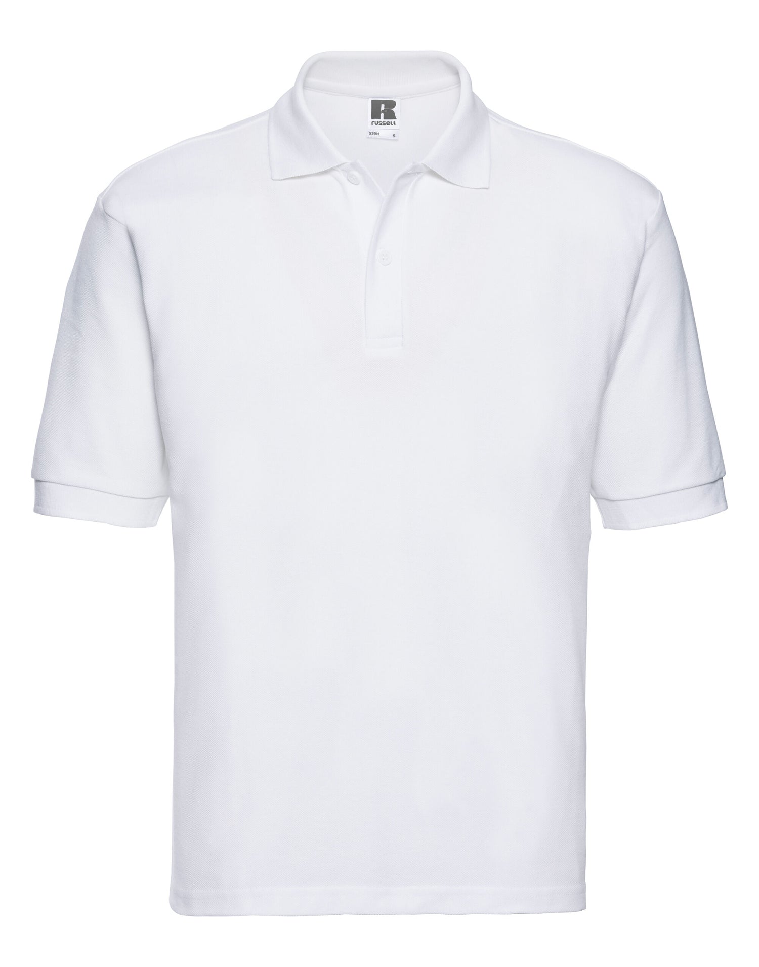 Russell Collection Russell Mens Classic Polycotton Polo 539M - White - Customisable Polos