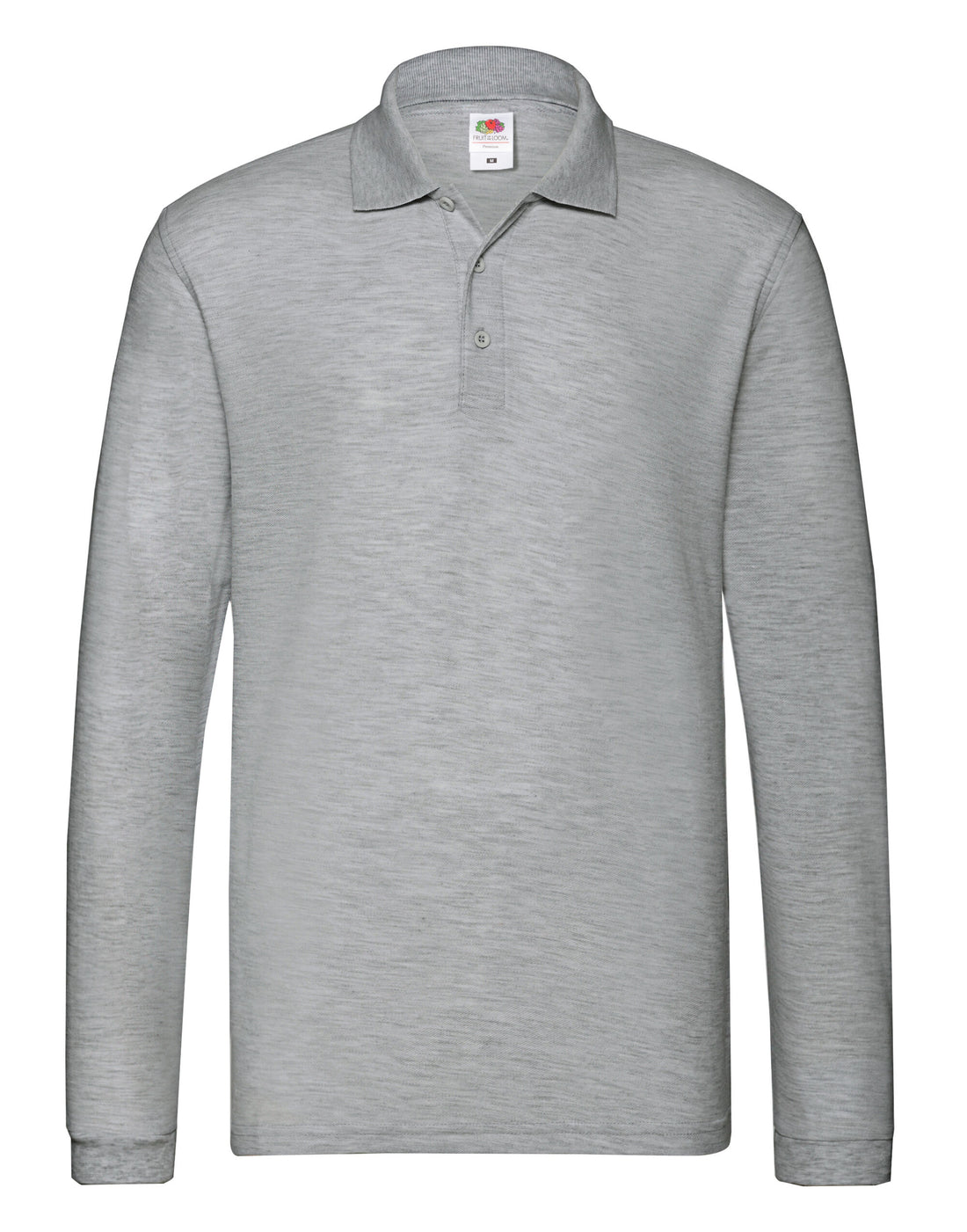 Fruit of the Loom Mens Premium Long Sleeve Polo 63310 - Athletic Heather - Customisable Polos
