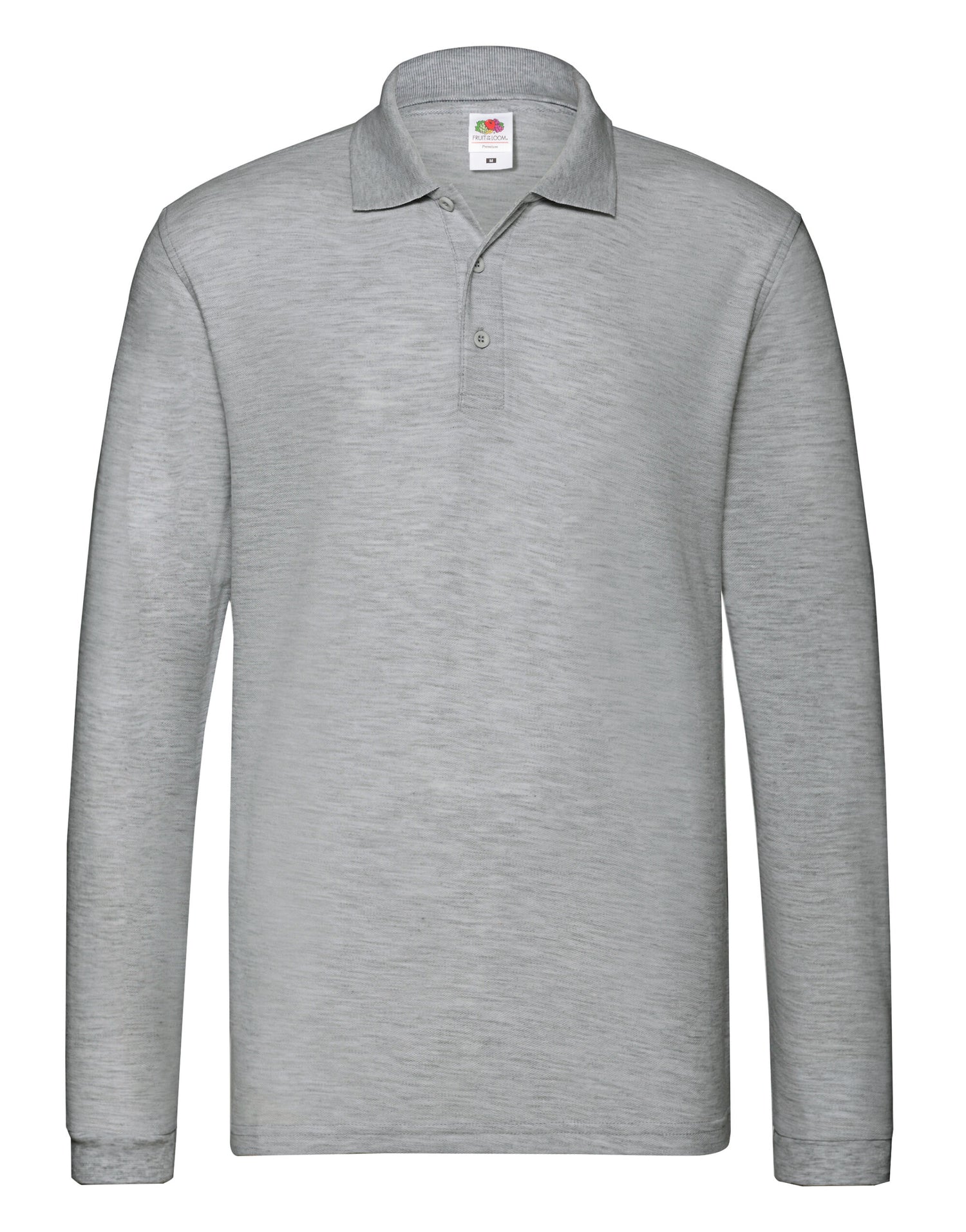 Fruit of the Loom Mens Premium Long Sleeve Polo 63310 - Athletic Heather - Customisable Polos
