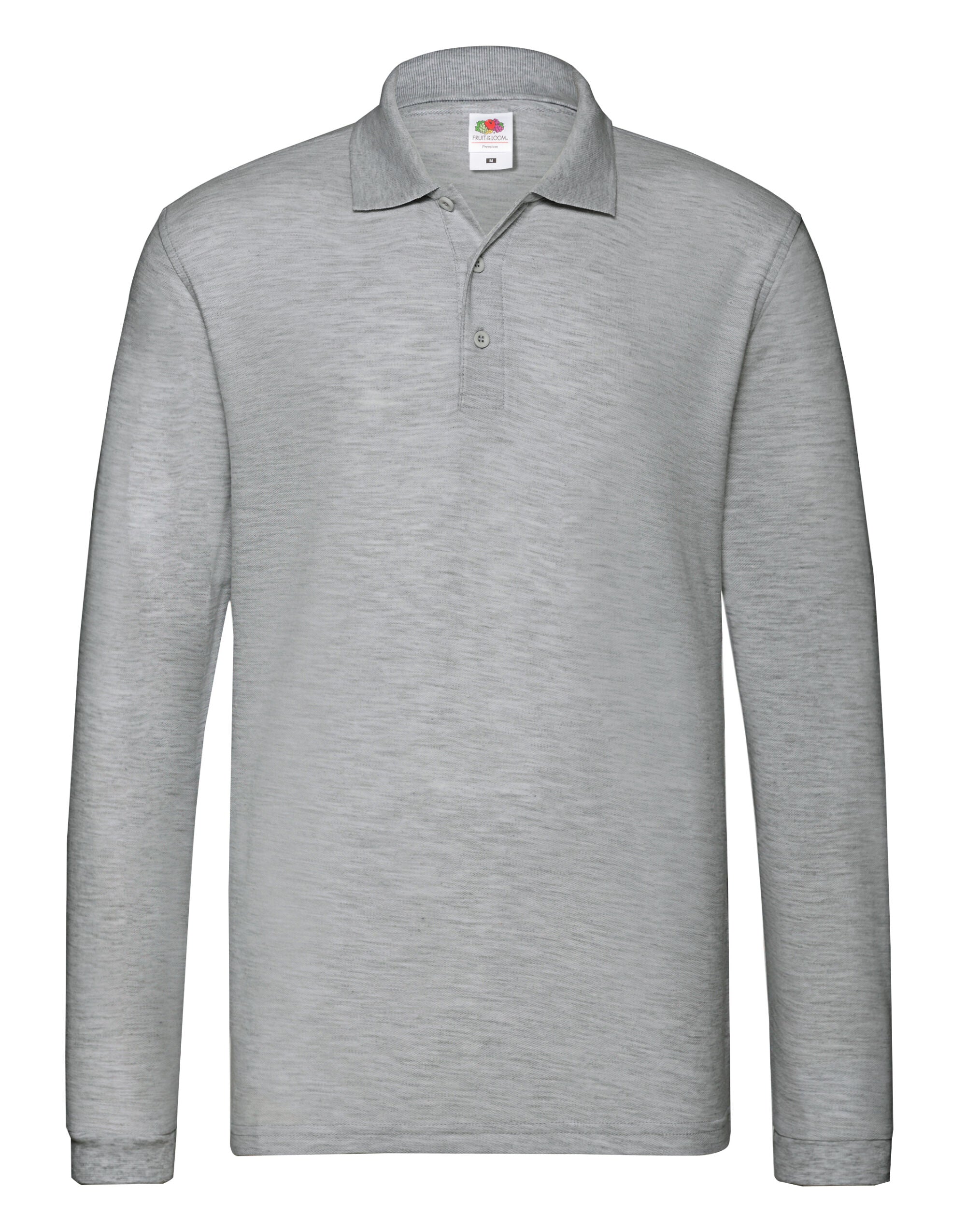 Fruit of the Loom Mens Premium Long Sleeve Polo 63310 - Athletic Heather - Customisable Polos
