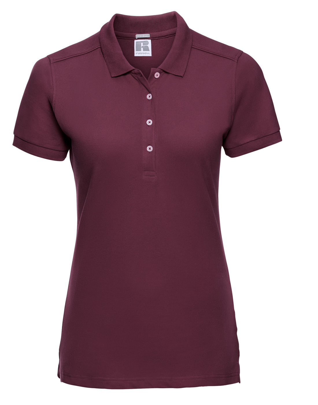 Russell Collection Russell Ladies Fitted Stretch Polo 566F - Burgundy - Customisable Polos