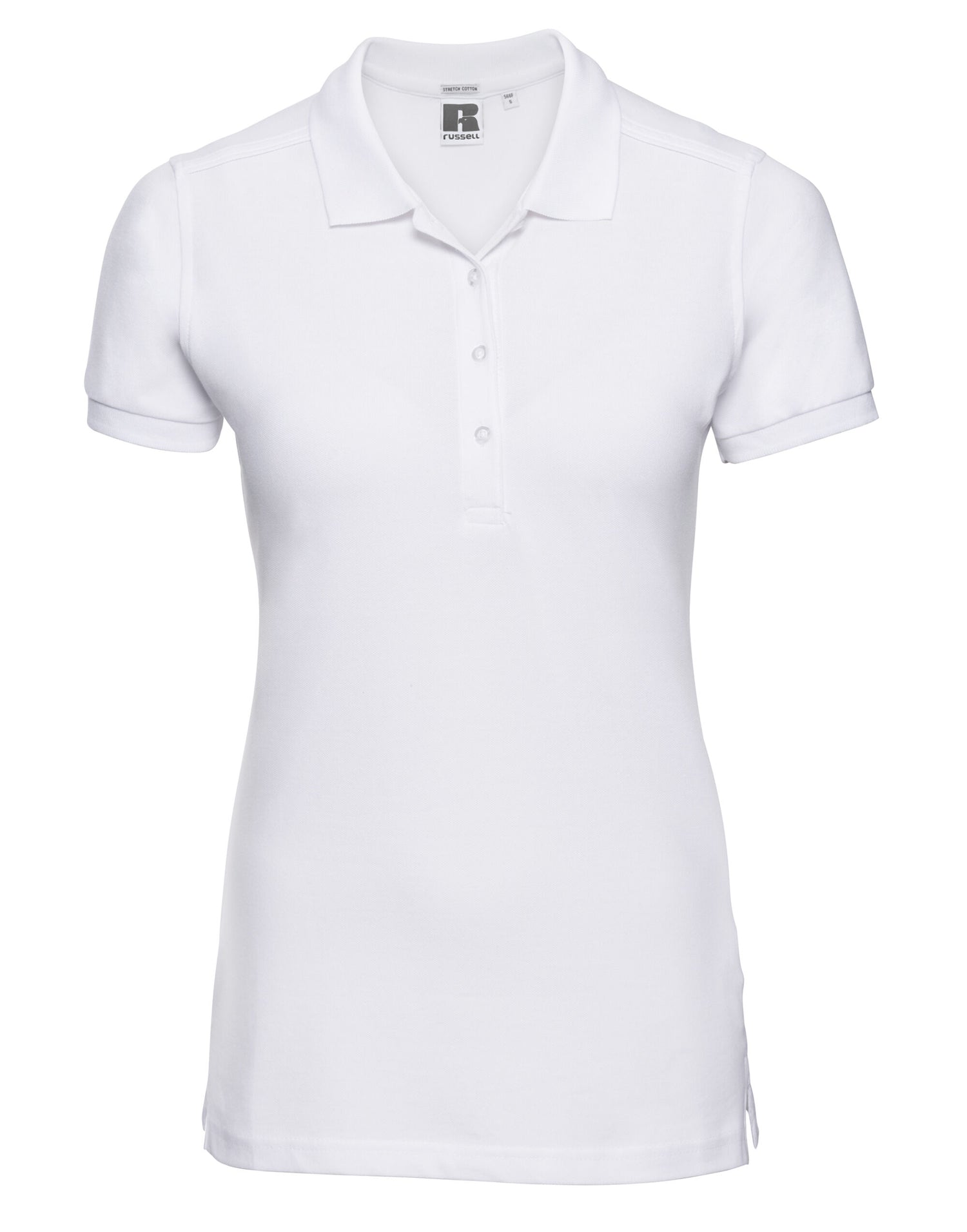 Russell Collection Russell Ladies Fitted Stretch Polo 566F - White - Customisable Polos