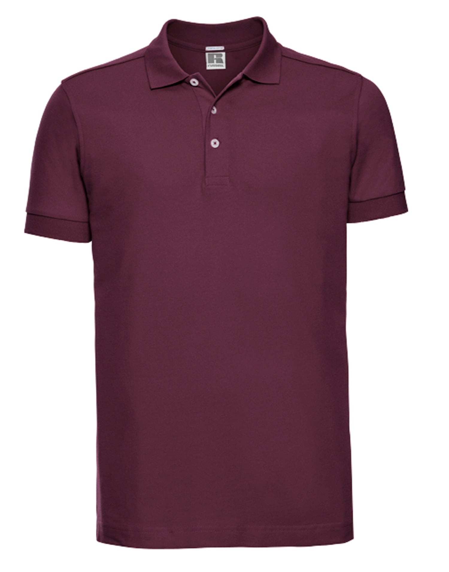 Russell Collection Russell Mens Fitted Stretch Polo 566M - Burgundy - Customisable Polos