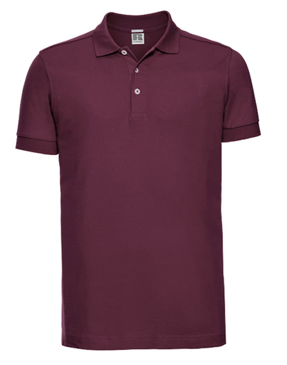 Russell Collection Russell Mens Fitted Stretch Polo 566M - Burgundy - Customisable Polos