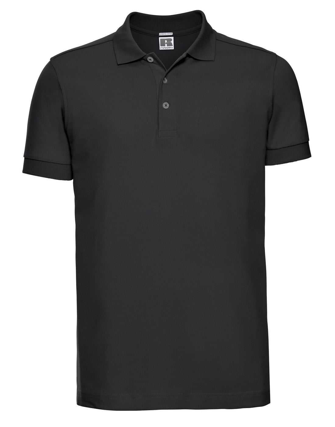 Russell Collection Russell Mens Fitted Stretch Polo 566M - Black - Customisable Polos