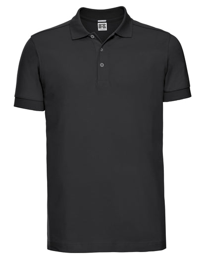 Russell Collection Russell Mens Fitted Stretch Polo 566M - Black - Customisable Polos