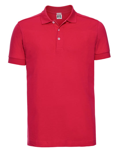 Russell Collection Russell Mens Fitted Stretch Polo 566M - Classic Red - Customisable Polos