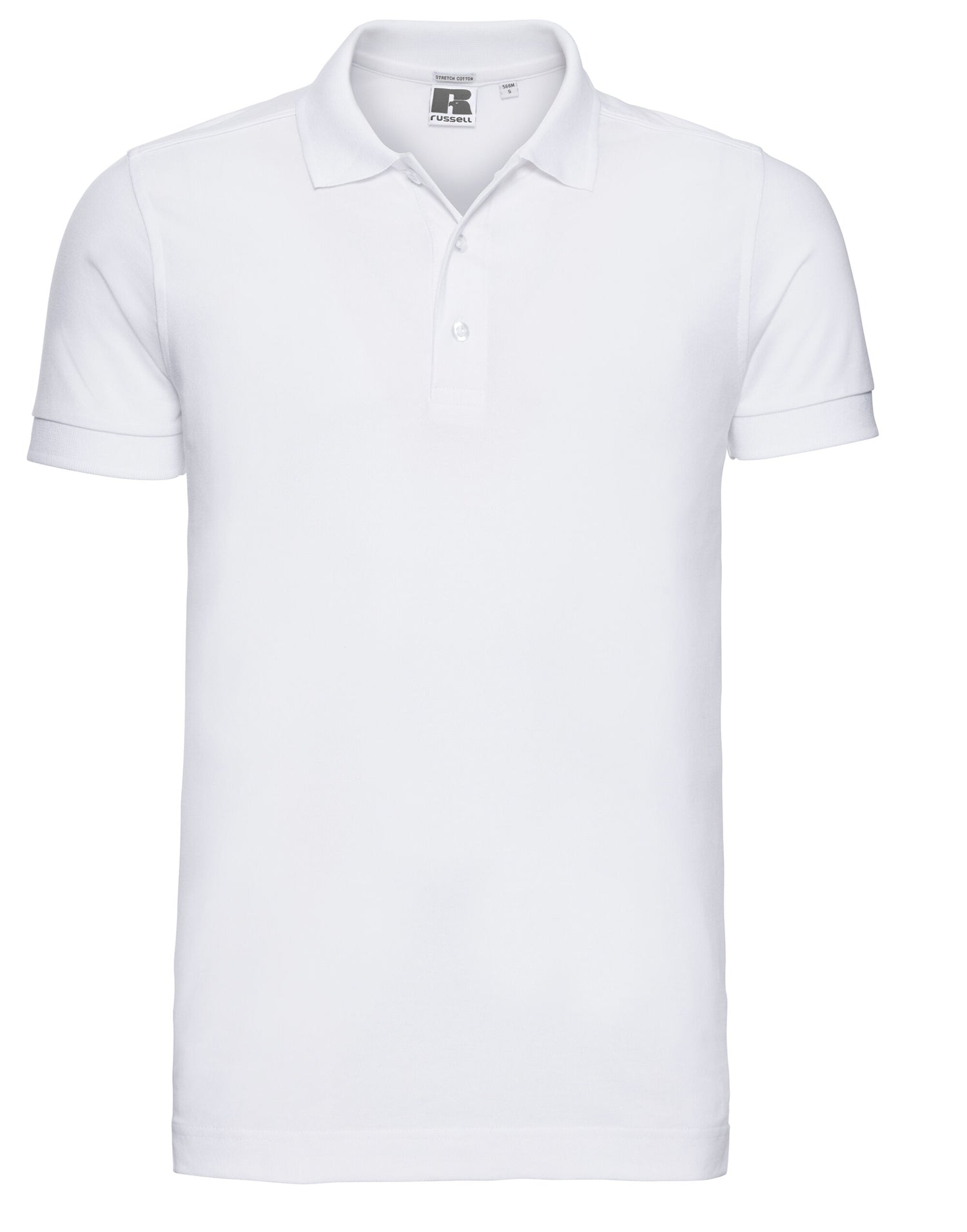 Russell Collection Russell Mens Fitted Stretch Polo 566M - White - Customisable Polos
