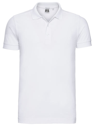 Russell Collection Russell Mens Fitted Stretch Polo 566M - White - Customisable Polos
