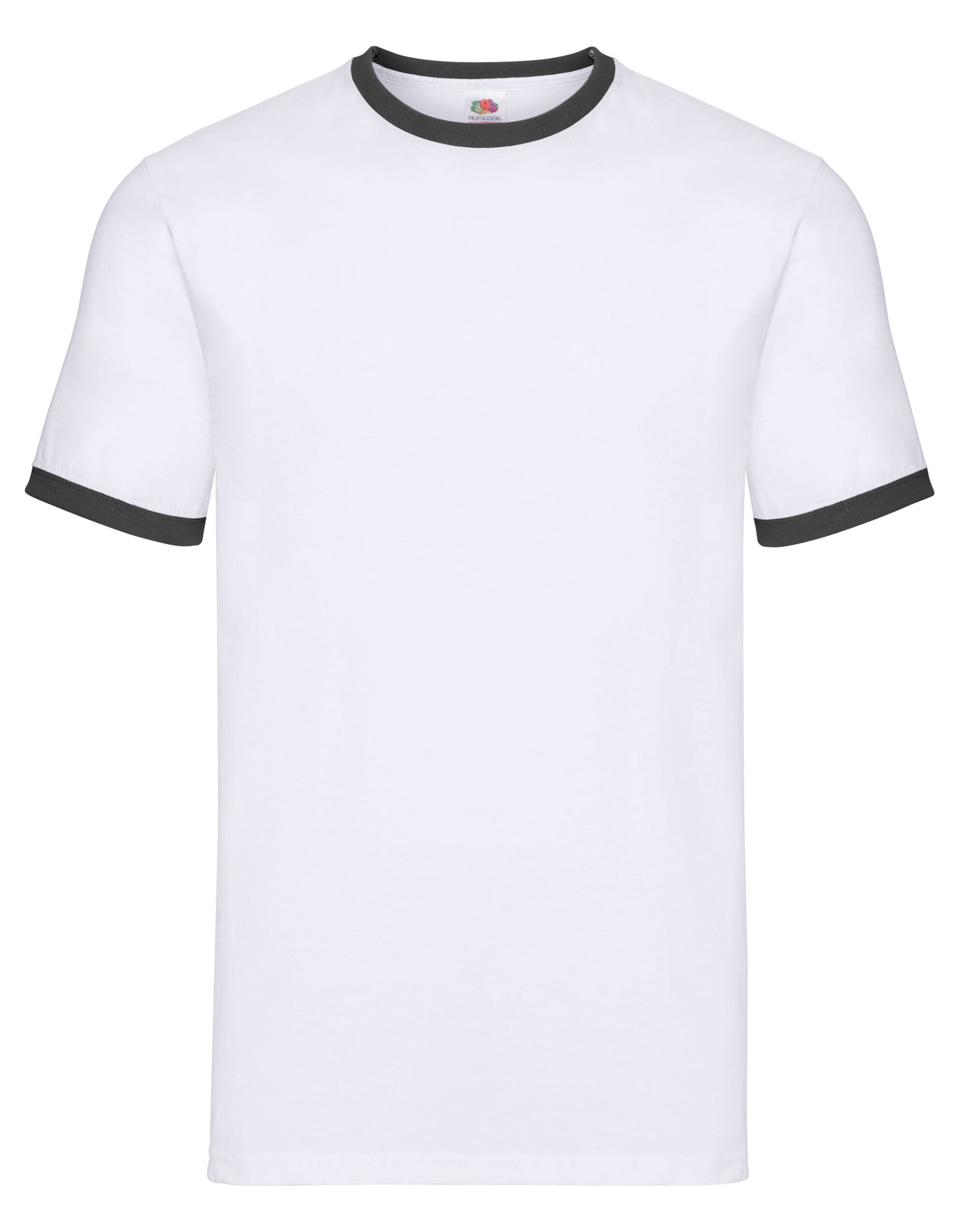 FOTL Mens Valueweight Ringer T 61168 - White Black - Customisable T-Shirt