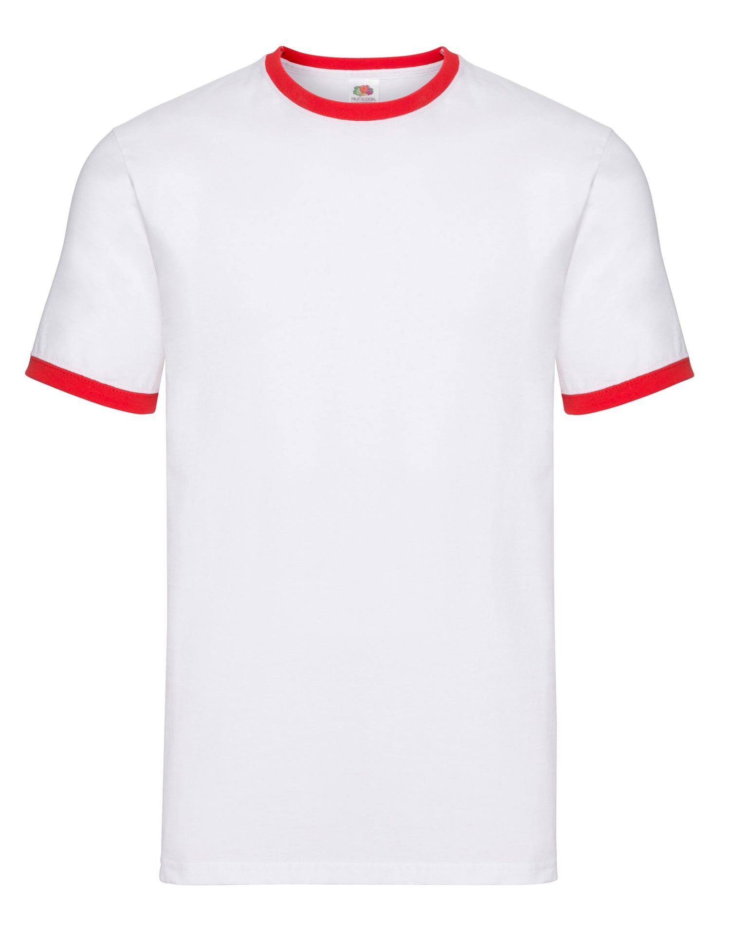 FOTL Mens Valueweight Ringer T 61168 - White Red - Customisable T-Shirt