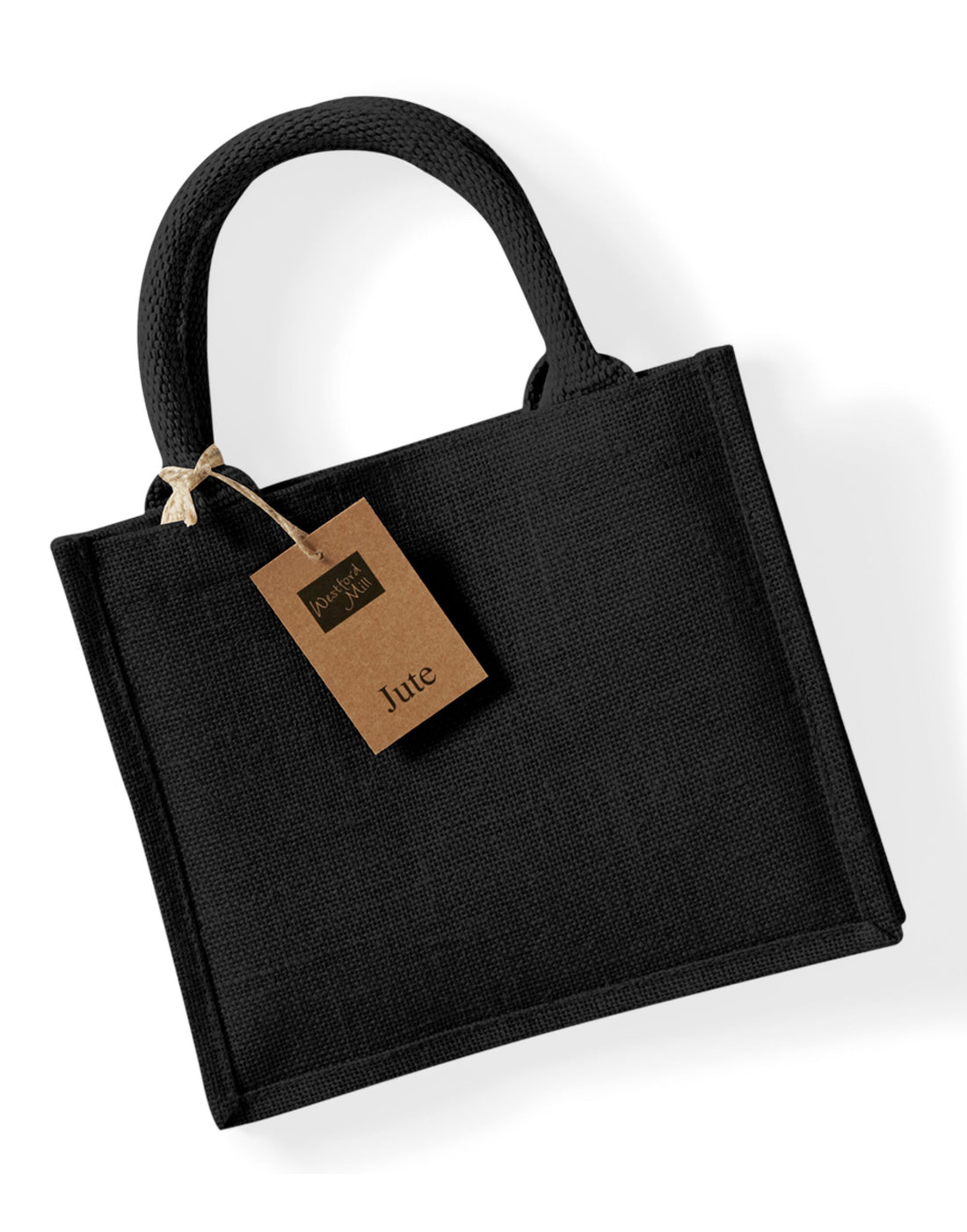 Westford Mill Jute Mini Gift Bag w412 - Black Black O S - Customisable Bags
