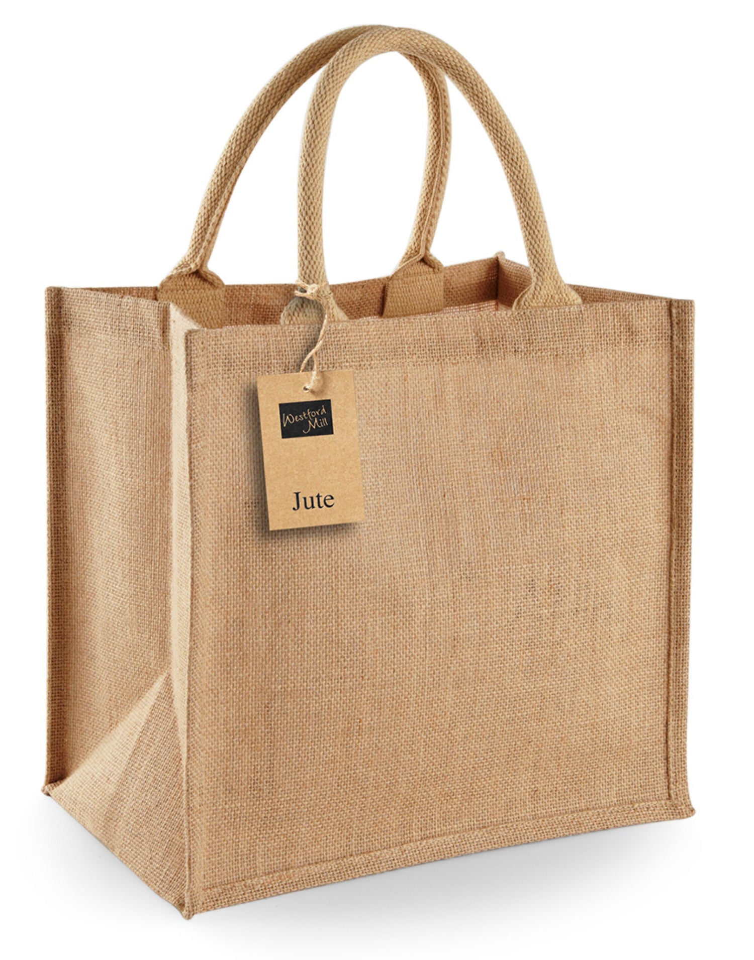 Westford Mill Jute Midi Tote w413 - Natural O S - Customisable Bags