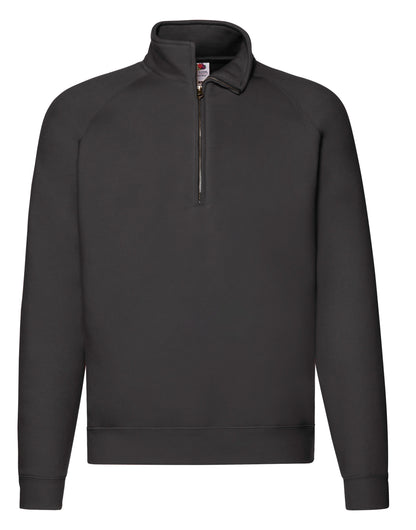 Fruit of the Loom Mens Premium Zip Neck Sweat 62032 - Black - Customisable Sweatshirts