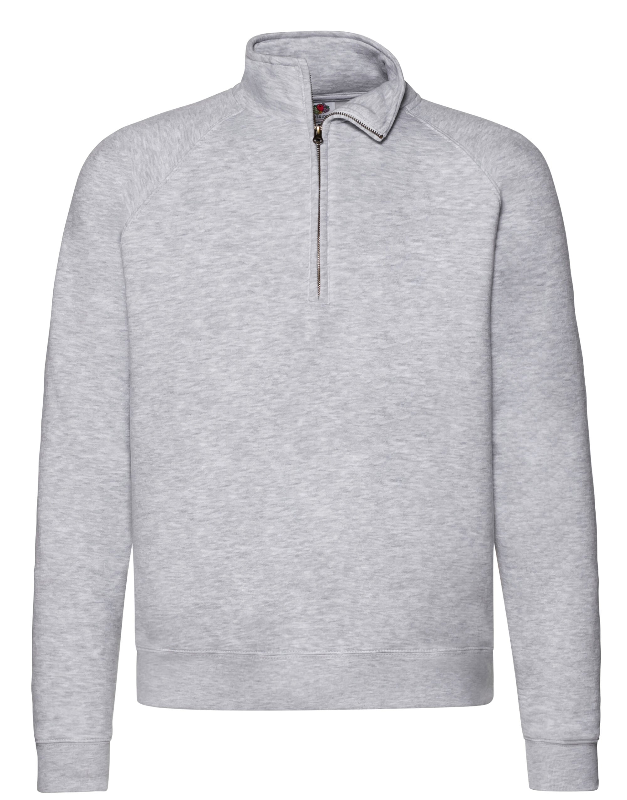 Fruit of the Loom Mens Premium Zip Neck Sweat 62032 - Heather Grey - Customisable Sweatshirts