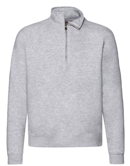Fruit of the Loom Mens Premium Zip Neck Sweat 62032 - Heather Grey - Customisable Sweatshirts