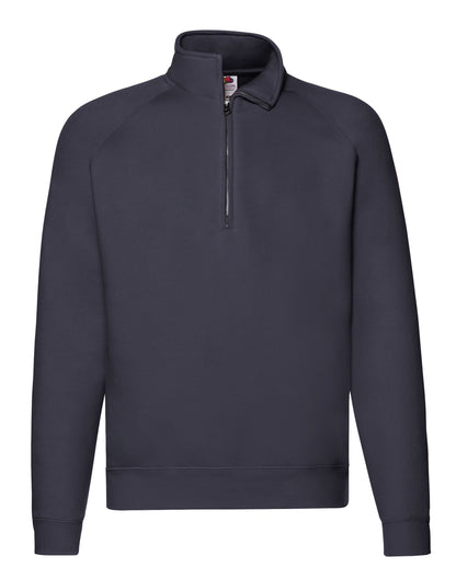 Fruit of the Loom Mens Premium Zip Neck Sweat 62032 - Deep Navy - Customisable Sweatshirts