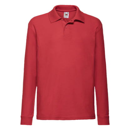 Fruit of the Loom Kids 6535 Long Sleeve Polo 63201 - Red - Customisable Polos