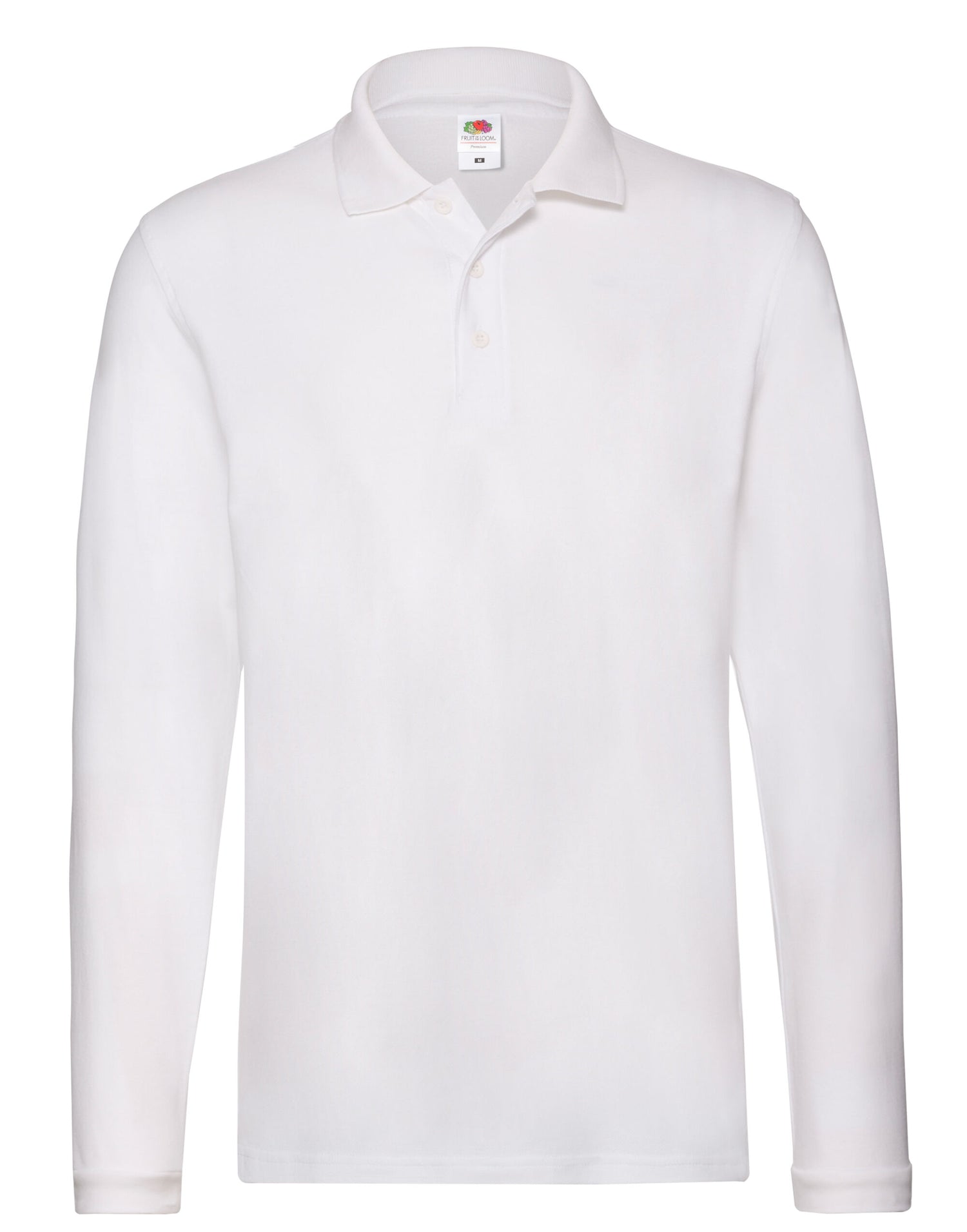 Fruit of the Loom Mens Premium Long Sleeve Polo 63310 - White - Customisable Polos
