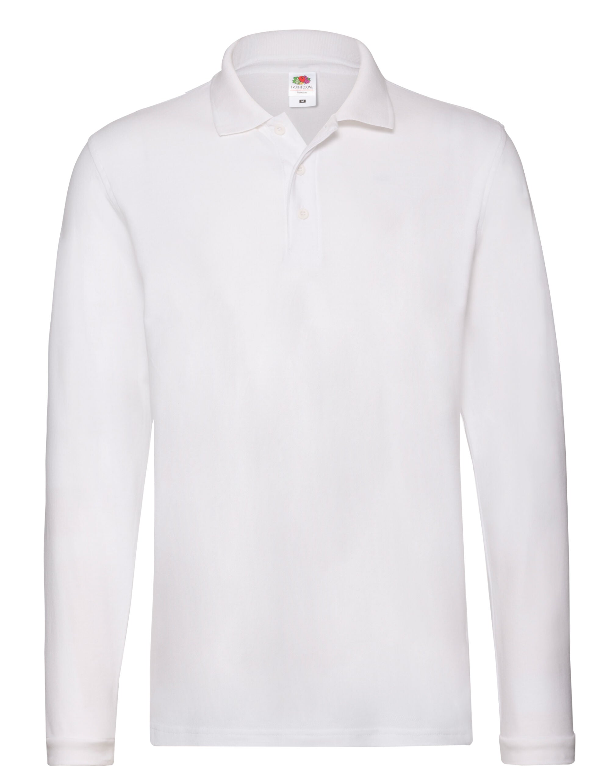Fruit of the Loom Mens Premium Long Sleeve Polo 63310 - White - Customisable Polos