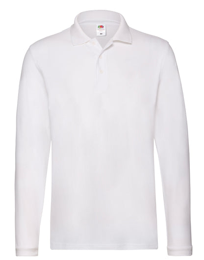 Fruit of the Loom Mens Premium Long Sleeve Polo 63310 - White - Customisable Polos