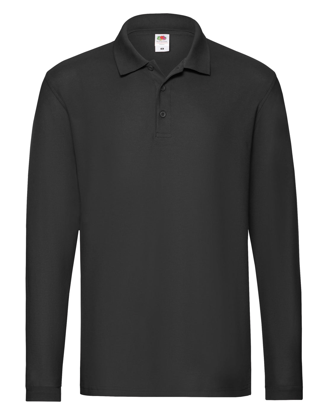 Fruit of the Loom Mens Premium Long Sleeve Polo 63310 - Black - Customisable Polos