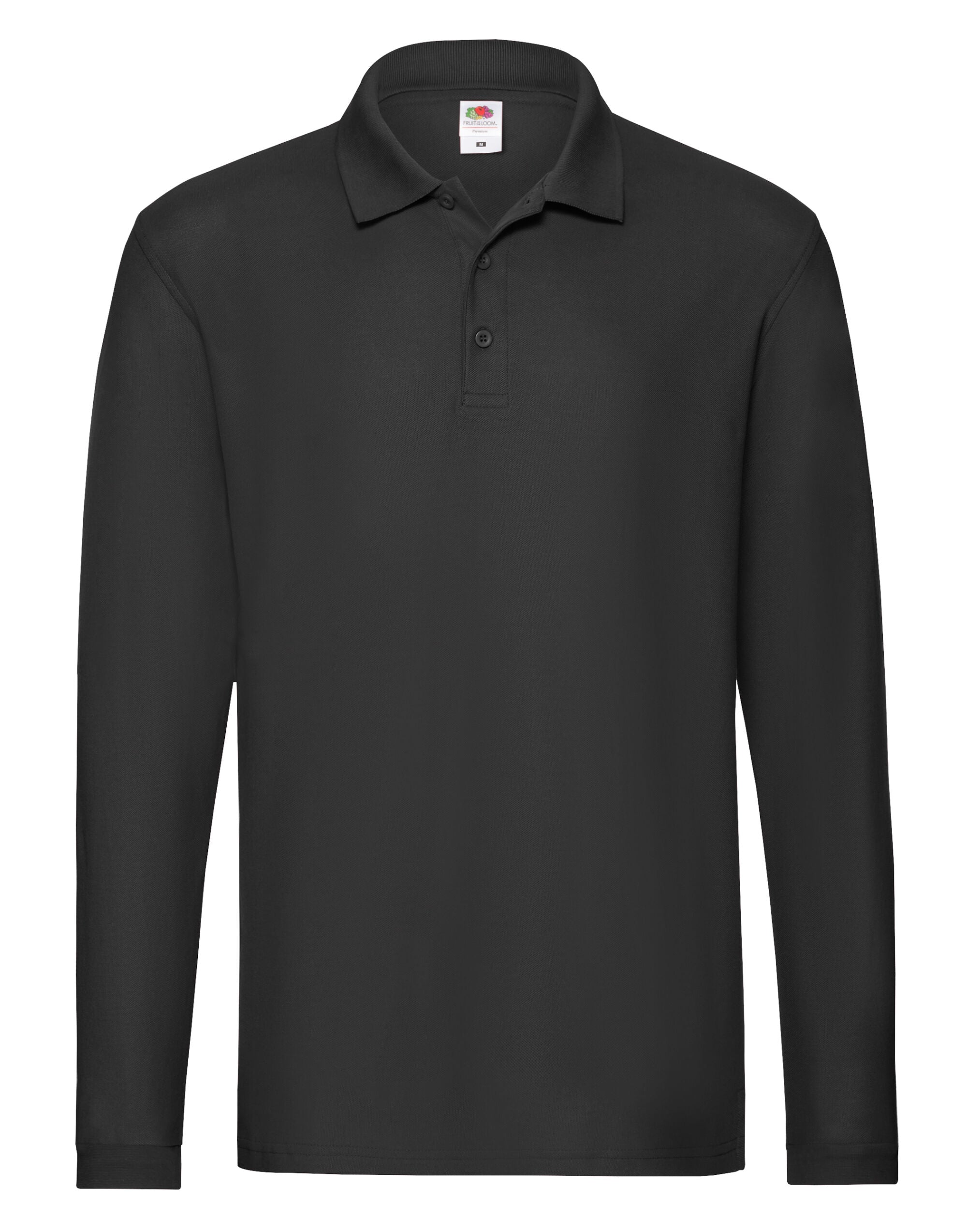 Fruit of the Loom Mens Premium Long Sleeve Polo 63310 - Black - Customisable Polos
