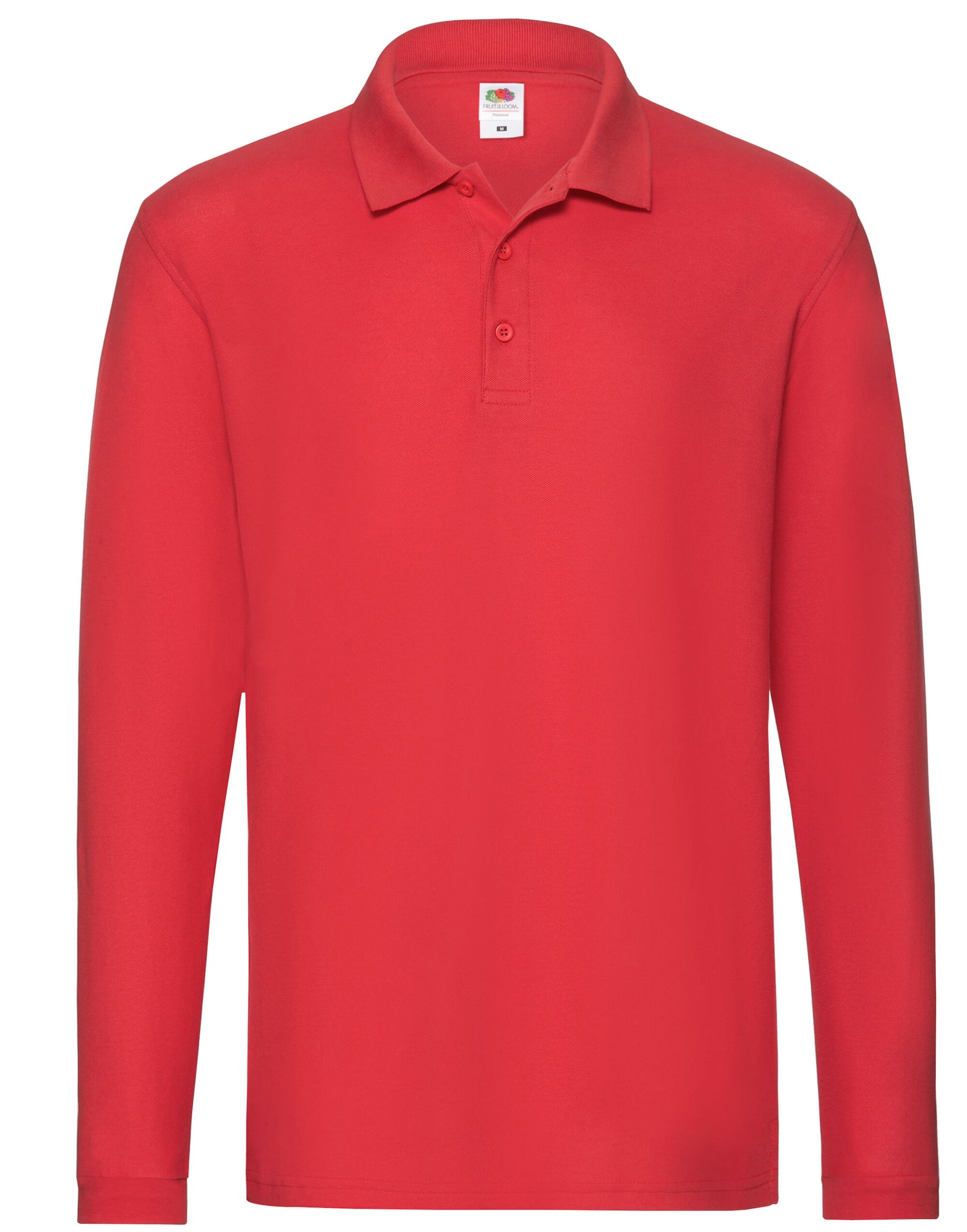 Fruit of the Loom Mens Premium Long Sleeve Polo 63310 - Red - Customisable Polos