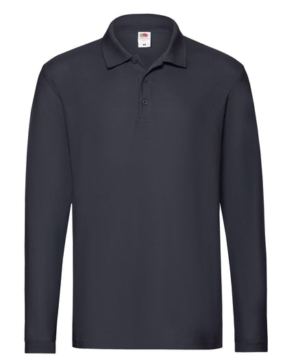 Fruit of the Loom Mens Premium Long Sleeve Polo 63310 - Deep Navy - Customisable Polos