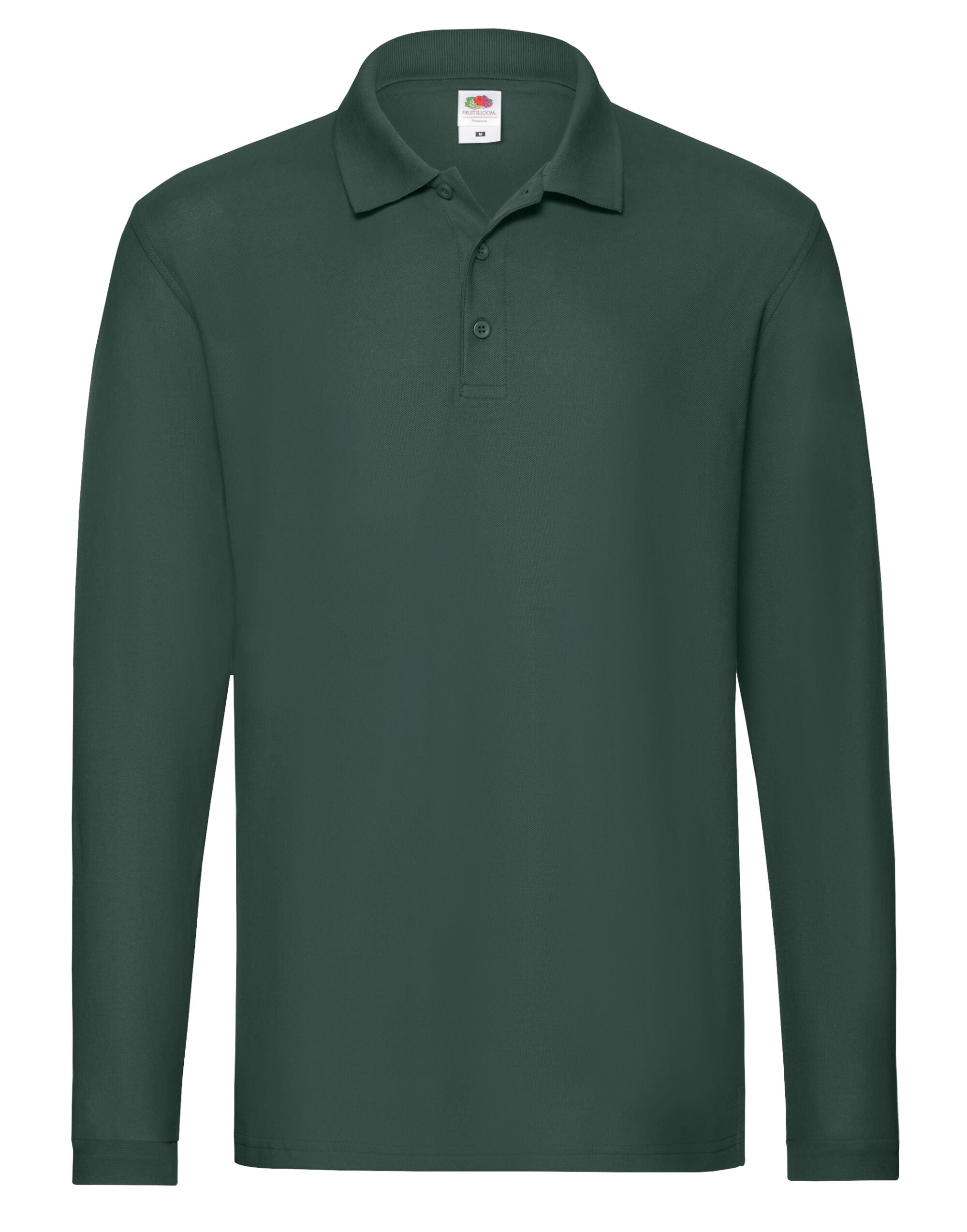 Fruit of the Loom Mens Premium Long Sleeve Polo 63310 - Forest Green - Customisable Polos