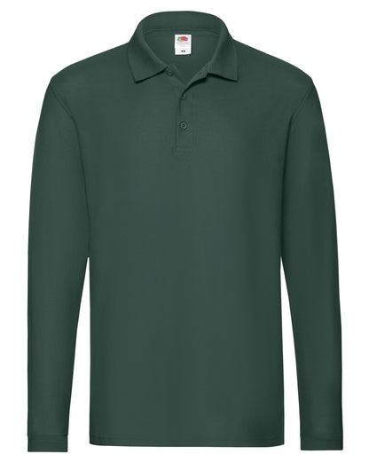 Fruit of the Loom Mens Premium Long Sleeve Polo 63310 - Forest Green - Customisable Polos