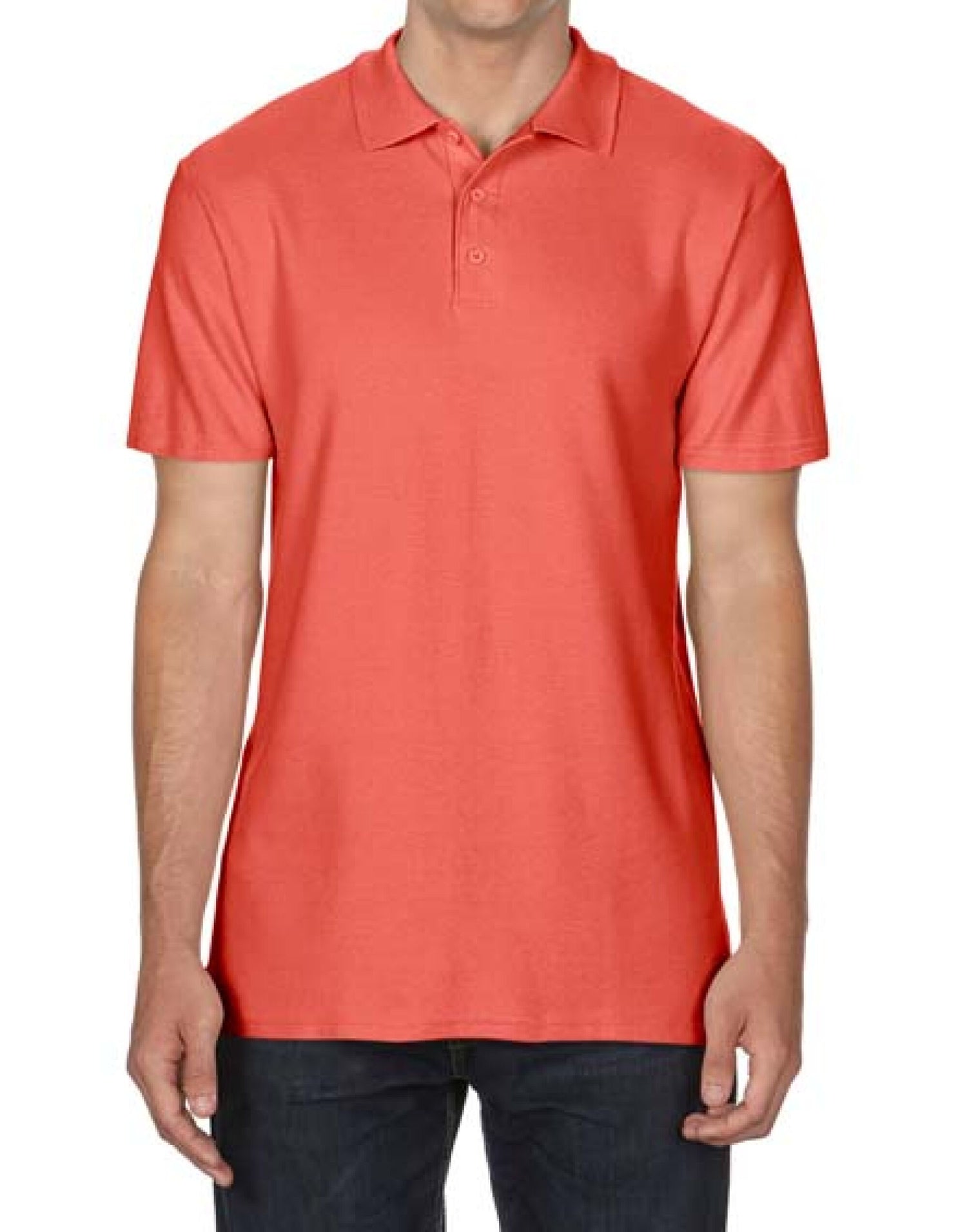 Gildan Softstyle Adult Double Pique Polo 64800 - Bright Salmon - Customisable Polos
