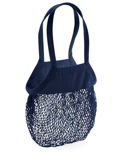 Westford Mill Organic Mesh Grocery Bag w150 - Navy O S - Customisable Bags