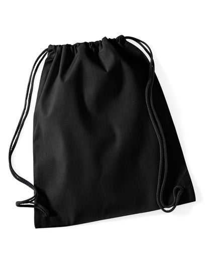 Westford Mill Cotton Gymsac w110 - Black Black O S - Customisable Bags