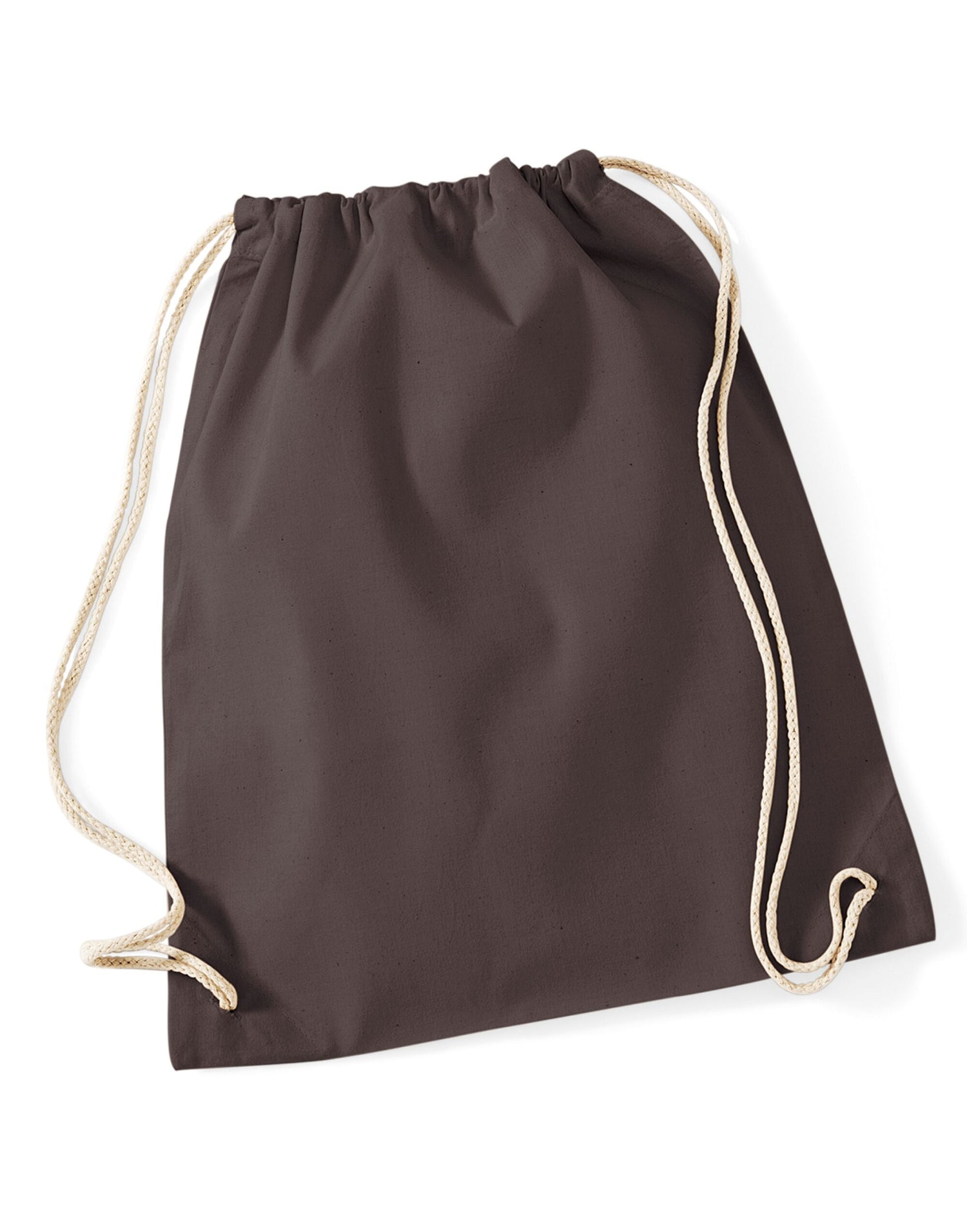 Westford Mill Cotton Gymsac w110 - Chocolate O S - Customisable Bags