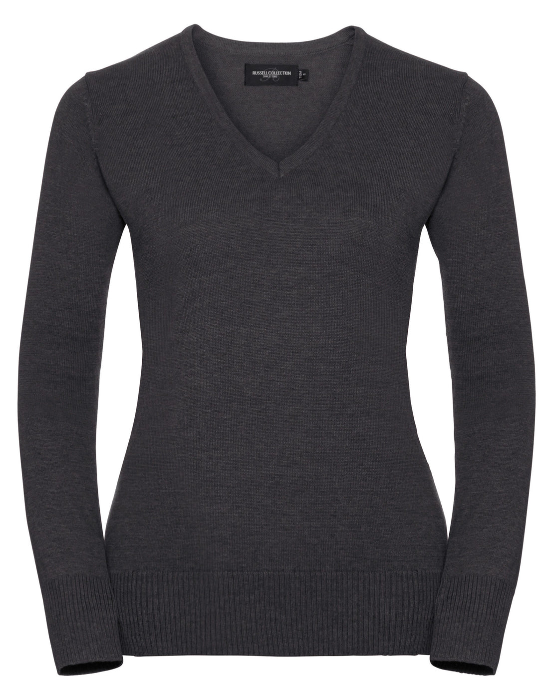 Russell Collection Ladies VNeck Pullover 710f - Charcoal Marl - Customisable Corporate Wear