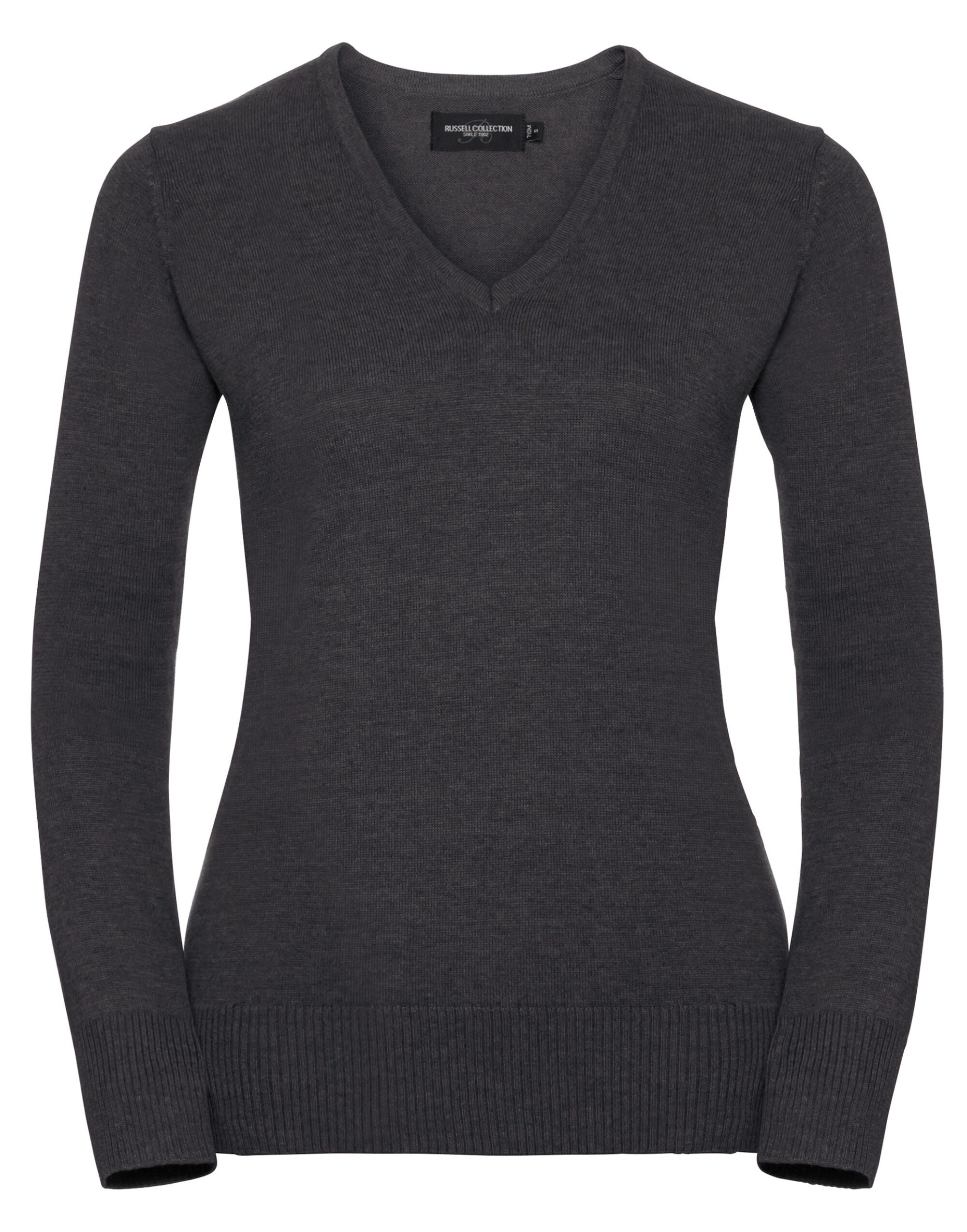 Russell Collection Ladies VNeck Pullover 710f - Charcoal Marl - Customisable Corporate Wear