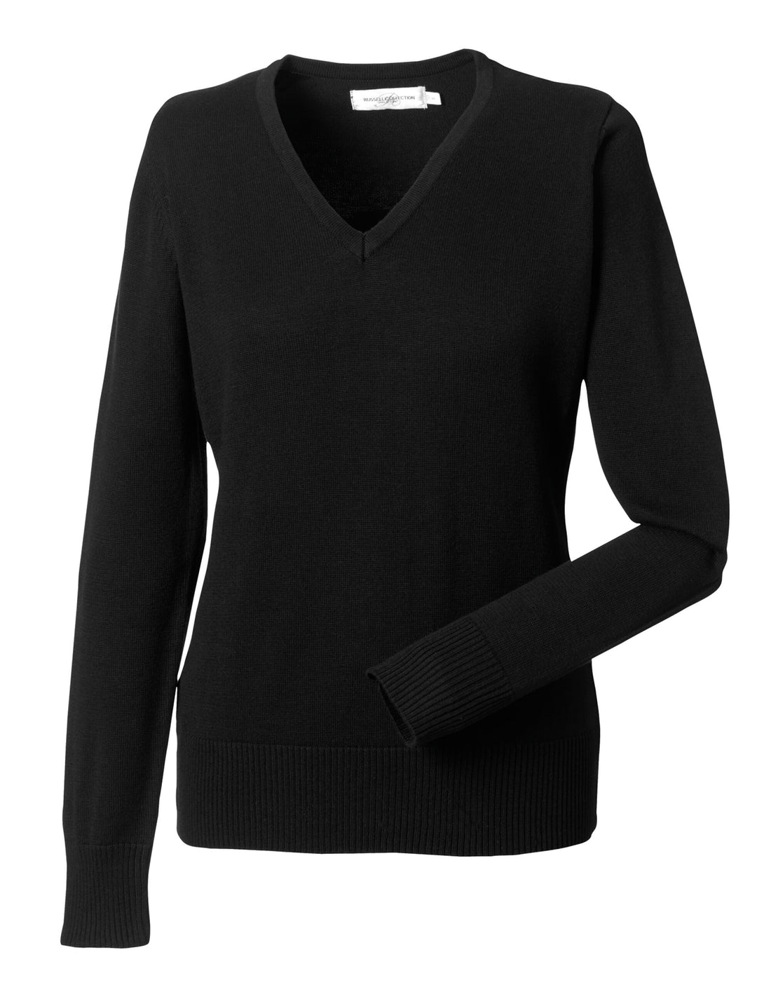 Russell Collection Ladies VNeck Pullover 710f - Black - Customisable Corporate Wear