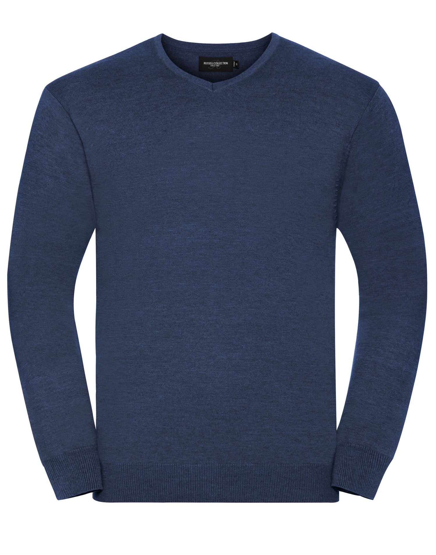 Russell Collection Mens VNeck Pullover 710m - Denim Marl - Customisable Corporate Wear