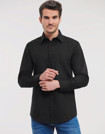 Russell Collection Mens LS Tailor Poplin 924M - Black - Customisable Shirts