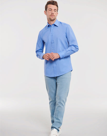 Russell Collection Mens LS Tailor Poplin 924M - Corporate Blue - Customisable Shirts