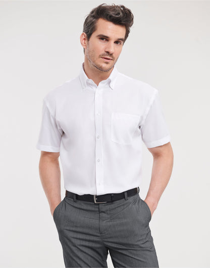 Russell Collection Mens SS NonIron Shirt 957M - White - Customisable Shirts