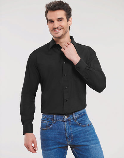 Russell Collection Men LS Classic Poplin 934M - Black - Customisable Shirts